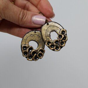 Antique Gold Bold Drop Earrings | Polymer Clay